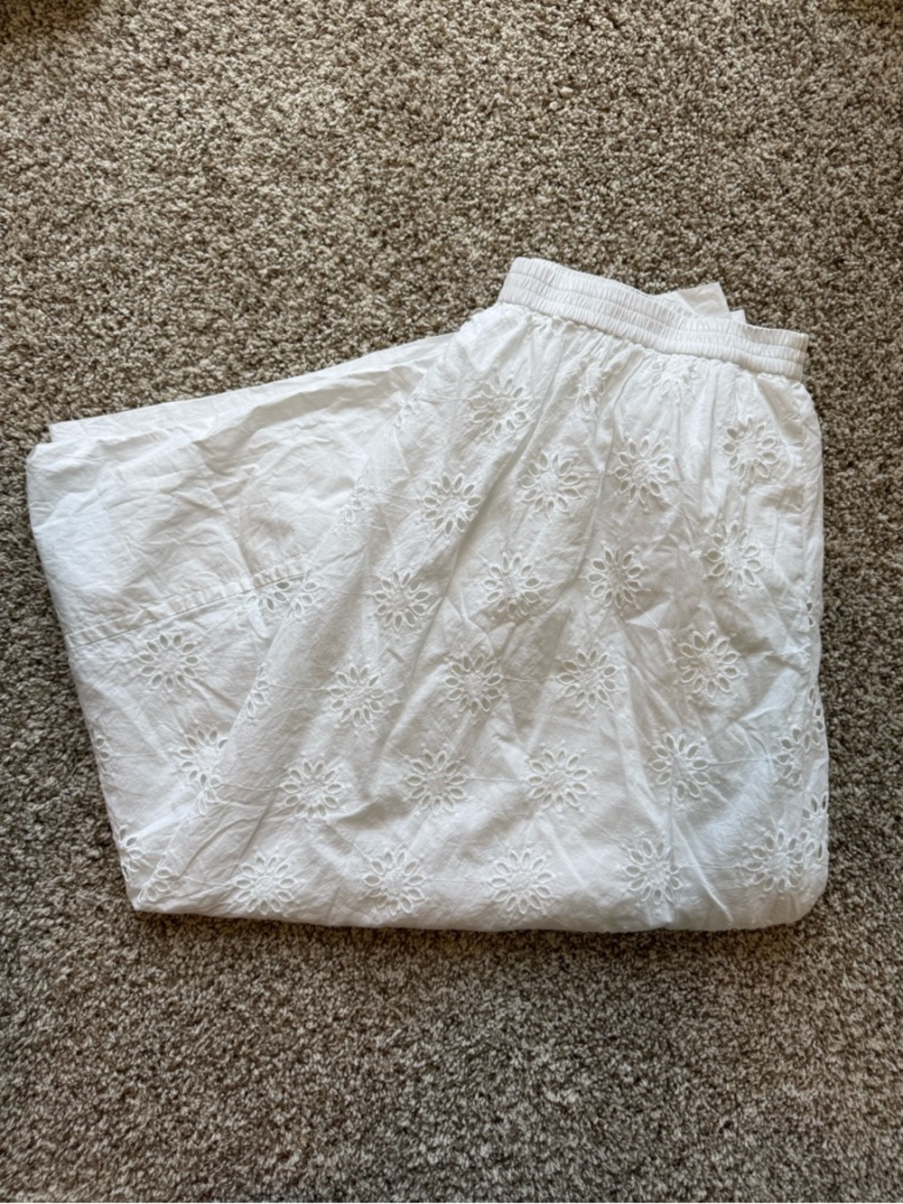 J Crew White Eyelet Midi Skirt